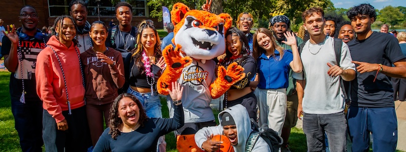 A group of GovState students with Jax